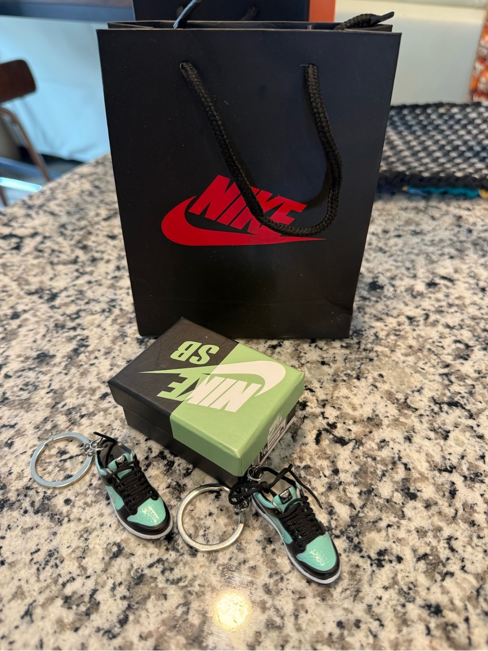 New Nike SB Mini Sneaker Keychain Pair in Teal/Black